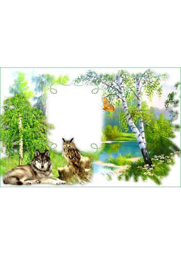Фоторамка с волком и совой