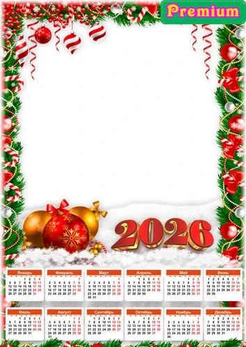 Рамка для фотографии новогодний календарь 2026